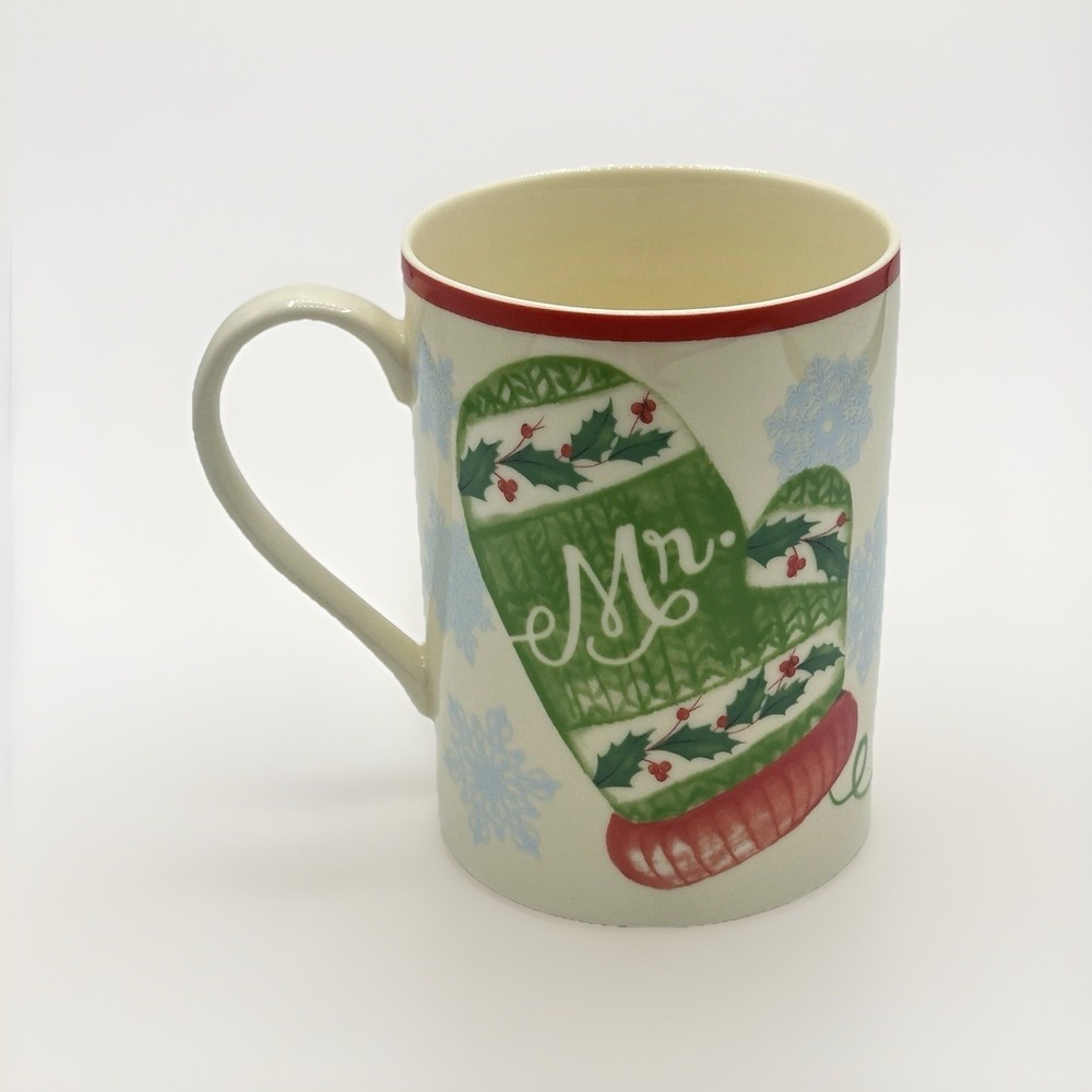 Lenox Holiday Porcelain Mug Mr Christmas Mitten Green Red Replacement Cup